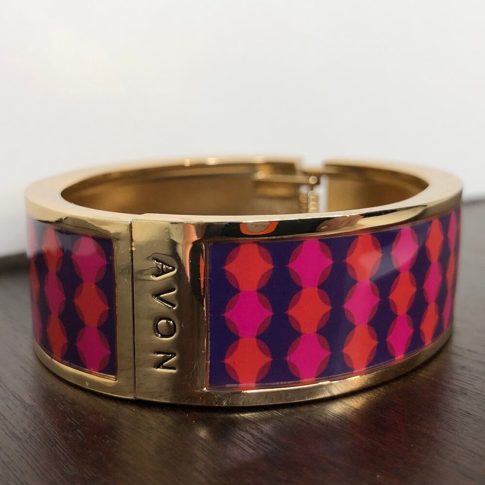 Vintage AVON "Joyful Beautiful" Hinged Bangle Bracelet, Gold-Tone